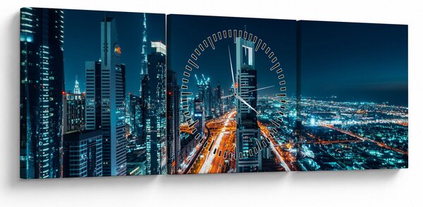 Kép - Dubai éjszaka (órával) (90x30 cm)