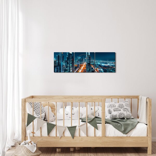 Kép - Dubai éjszaka (órával) (90x30 cm)