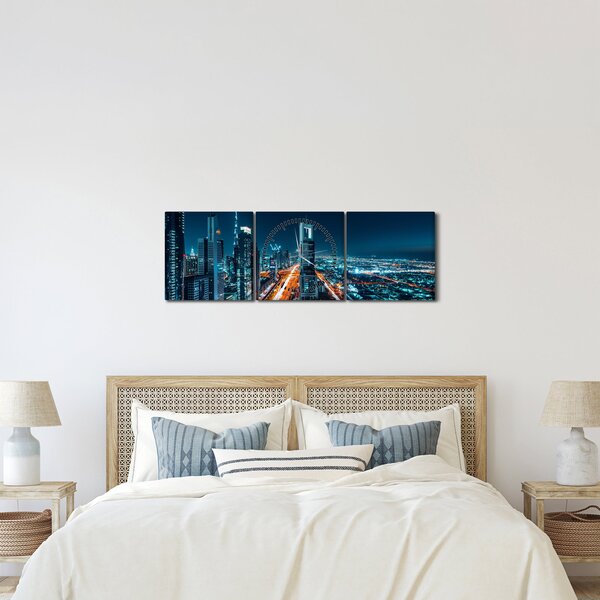 Kép - Dubai éjszaka (órával) (90x30 cm)