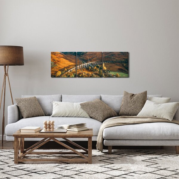 Híd képe a skót völgyben (órával) (90x30 cm)