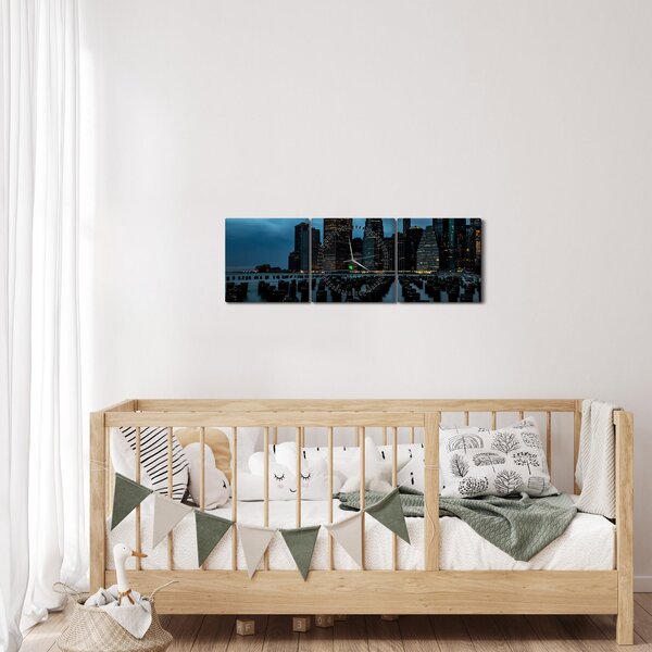 Kép - Kilátás a New York-i felhőkarcolókra (órával) (90x30 cm)