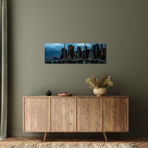 Kép - Kilátás a New York-i felhőkarcolókra (órával) (90x30 cm)