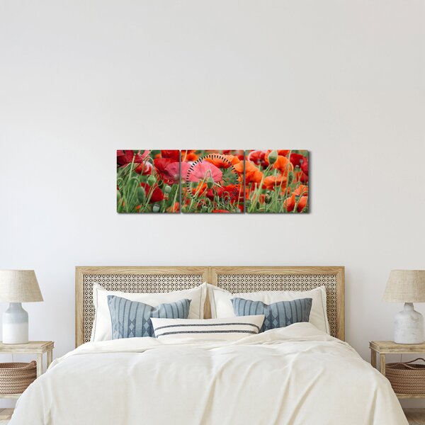 Egy kép a pipacs mezőről (órával) (90x30 cm)