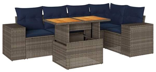6 részes szürke polyrattan kerti ülőgarnitúra párnákkal