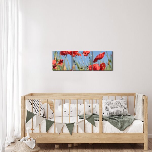 Kép - Pipacsok (órával) (90x30 cm)
