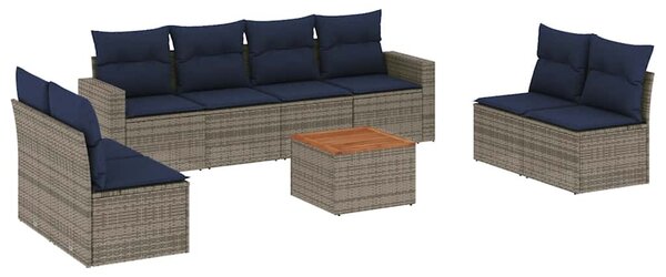 9 részes szürke polyrattan kerti ülőgarnitúra párnával