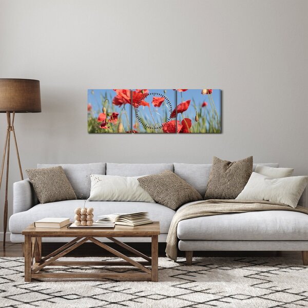 Kép - Pipacsok (órával) (90x30 cm)