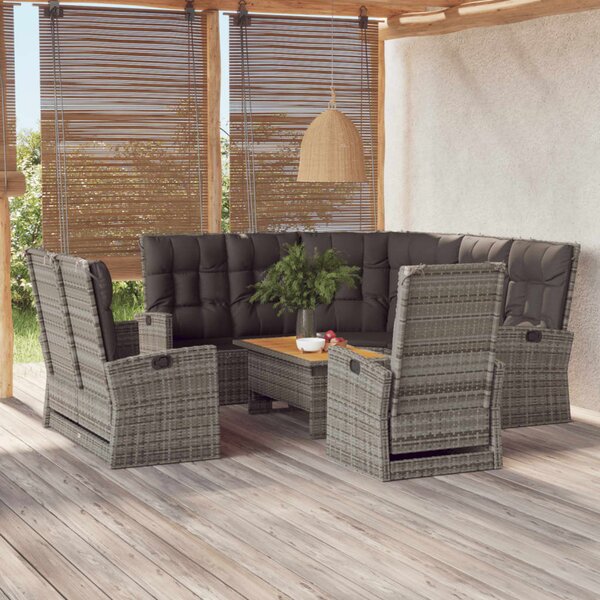 4 részes szürke polyrattan kerti ülőgarnitúra párnákkal