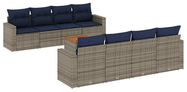9 részes szürke polyrattan kerti ülőgarnitúra párnával