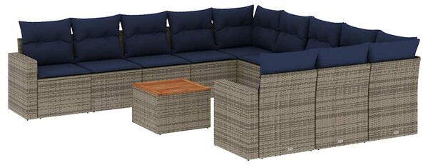 12 részes szürke polyrattan kerti ülőgarnitúra párnákkal