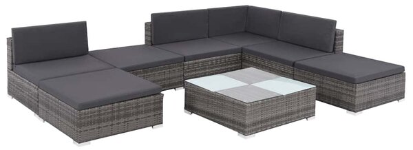 8 részes szürke polyrattan kerti ülőgarnitúra párnákkal