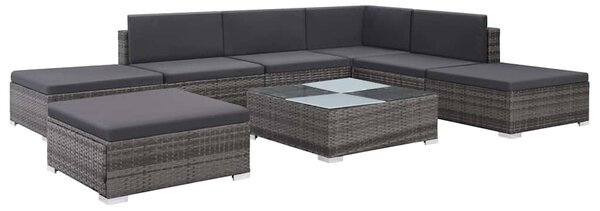8 részes szürke polyrattan kerti ülőgarnitúra párnákkal