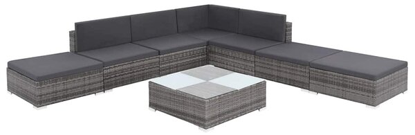 8 részes szürke polyrattan kerti ülőgarnitúra párnákkal