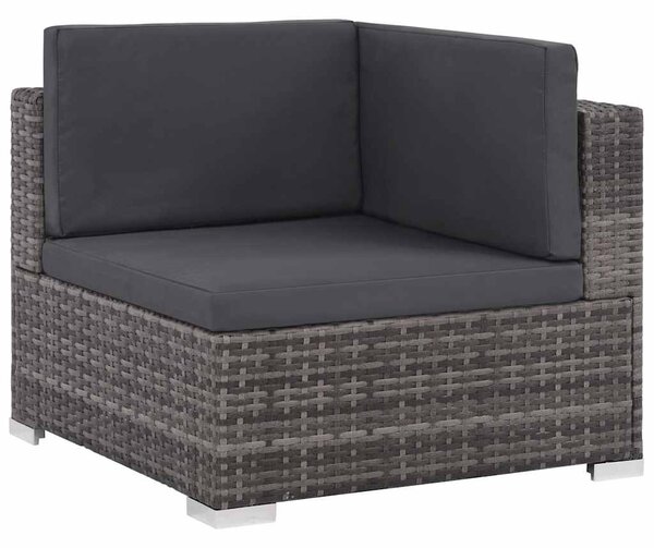 8 részes szürke polyrattan kerti ülőgarnitúra párnákkal