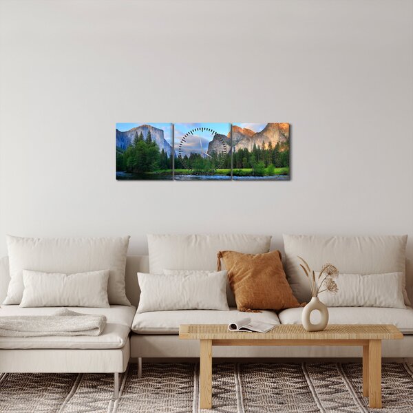Egy vad hegyi táj képe (órával) (90x30 cm)