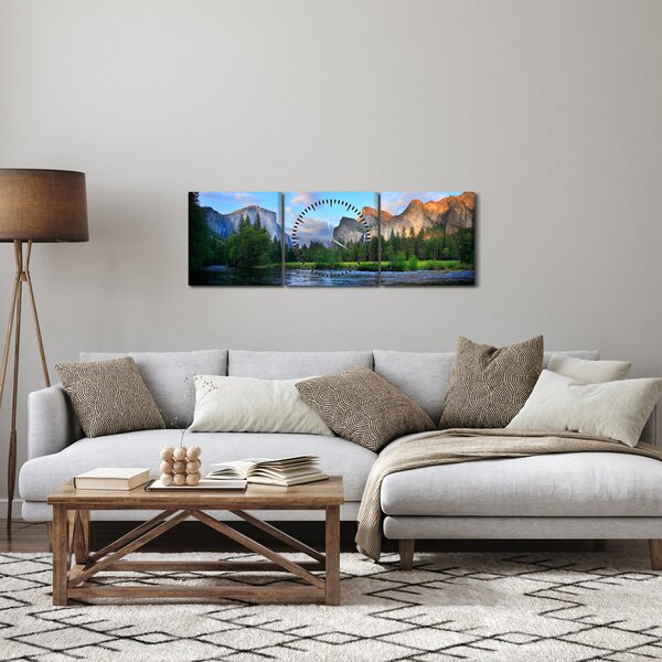 Egy vad hegyi táj képe (órával) (90x30 cm)