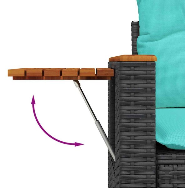 6 részes fekete polyrattan kerti ülőgarnitúra párnákkal