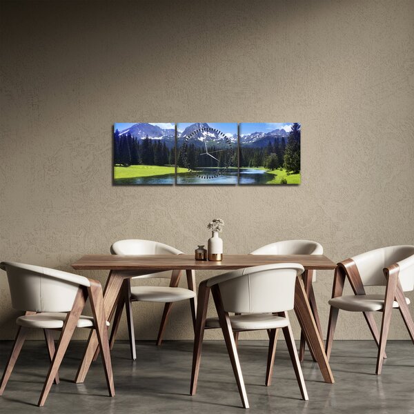 Kép - havas hegycsúcsok (órával) (90x30 cm)