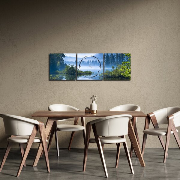 Egy hegyi tó képe (órával) (90x30 cm)
