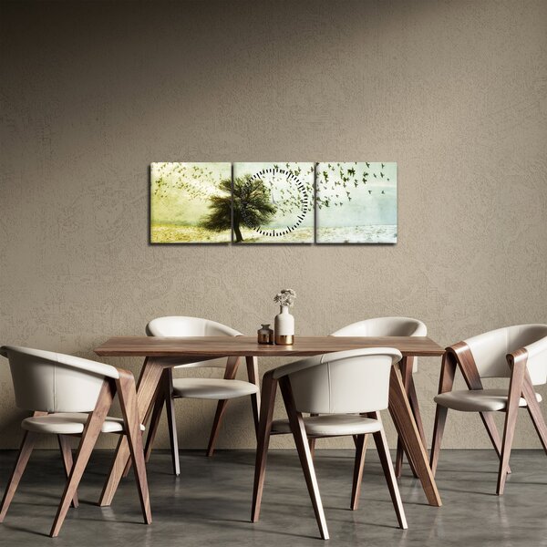 Kép - Festett madárállomány (órával) (90x30 cm)