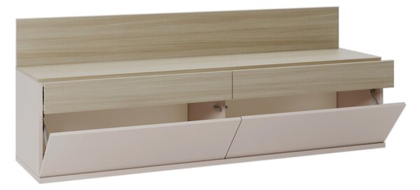 TV-állvány Sermavi 143, Laminált forgácslap, 66x175x44cm, Bézs, Tölgy