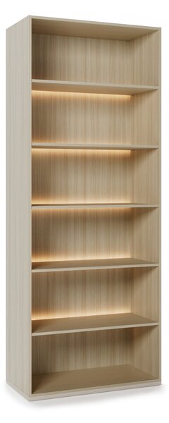 Könyvespolc Sermavi 151, Ajtókkal, Zárt, Laminált forgácslap, Üveg, 231x91x44cm, Tölgy, Bézs