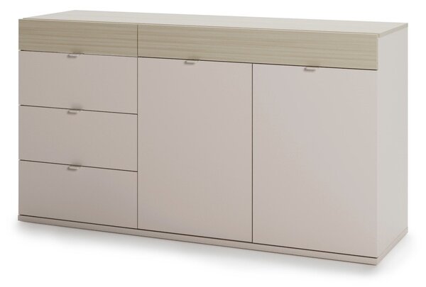 Komód Sermavi 145, Laminált forgácslap, 86x157x46cm, Bézs, Tölgy