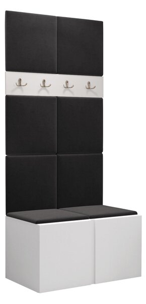 Előszoba garnitúra Pinis IV, 186x84x46cm, Fehér, Laminált forgácslap, Kárpit