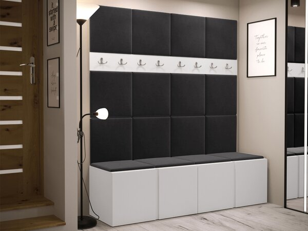 Előszoba garnitúra Pinis V, 186x168x46cm, Fehér, Laminált forgácslap, Kárpit