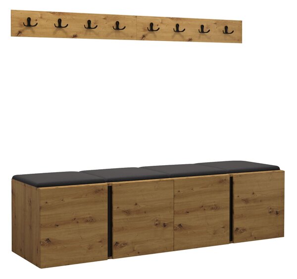 Előszoba garnitúra Pinis VII, Artisan tölgy, Kárpit, Laminált forgácslap