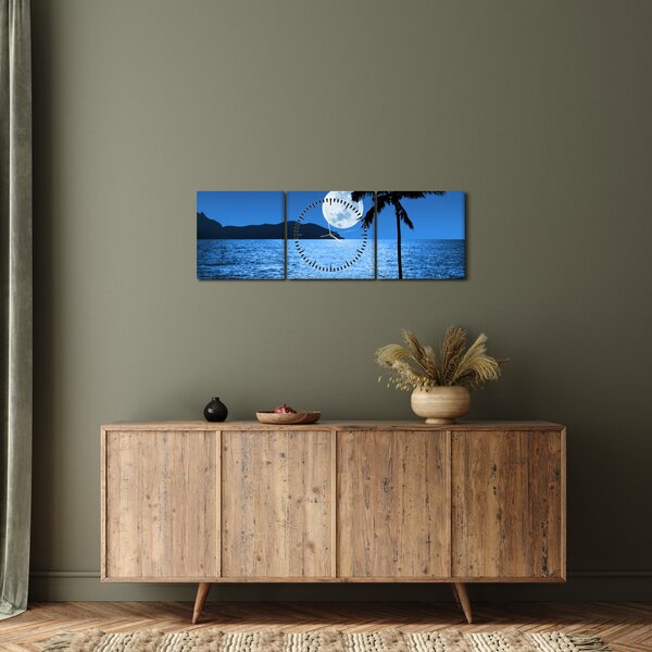 Kép - Hold a tenger felett (órával) (90x30 cm)
