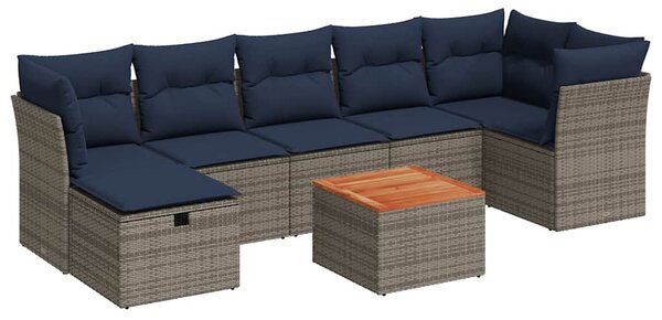 8 részes szürke polyrattan kerti ülőgarnitúra párnákkal