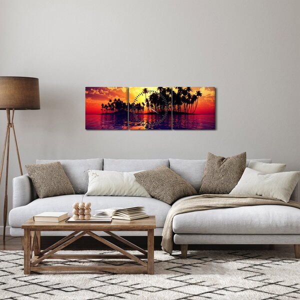 Egy sziget képe naplementekor (órával) (90x30 cm)