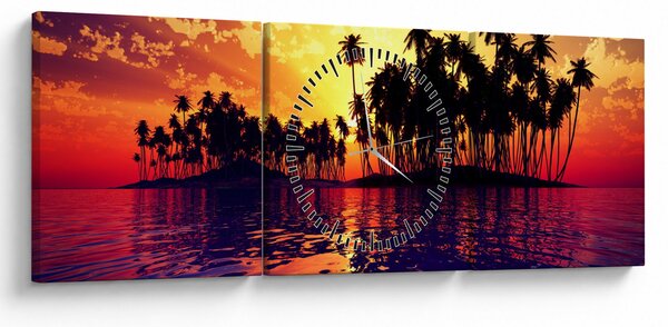Egy sziget képe naplementekor (órával) (90x30 cm)
