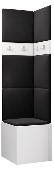 Előszoba garnitúra Pinis XXI, 186x42x46cm, Fehér, Laminált forgácslap, Kárpit