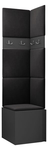 Előszoba garnitúra Pinis XXI, 186x42x46cm, Grafit, Laminált forgácslap, Kárpit