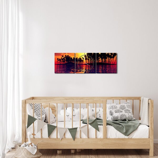 Egy sziget képe naplementekor (órával) (90x30 cm)