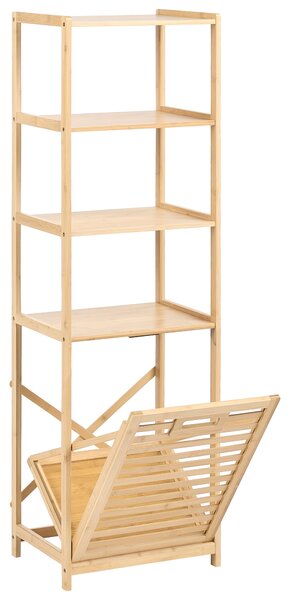 Billenőajtós szennyestartó szekrény SAJAMA 40 cm polcokkal Bambusz Világosbarna/szürke