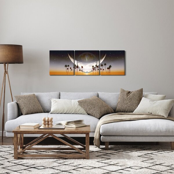 Kép - Hold a pálmafák felett (órával) (90x30 cm)