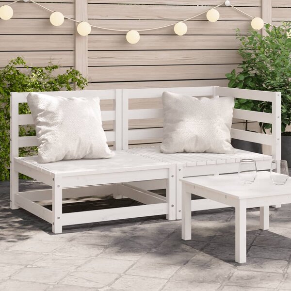 VidaXL fehér kétszemélyes tömör fenyőfa kerti kanapé