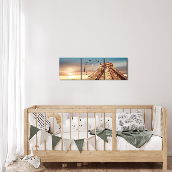 A híres maja emlékmű képe (órával) (90x30 cm)