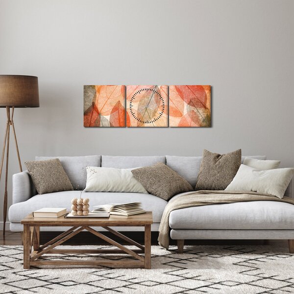 Festett őszi levelek képe (órával) (90x30 cm)