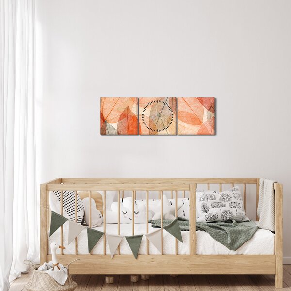 Festett őszi levelek képe (órával) (90x30 cm)