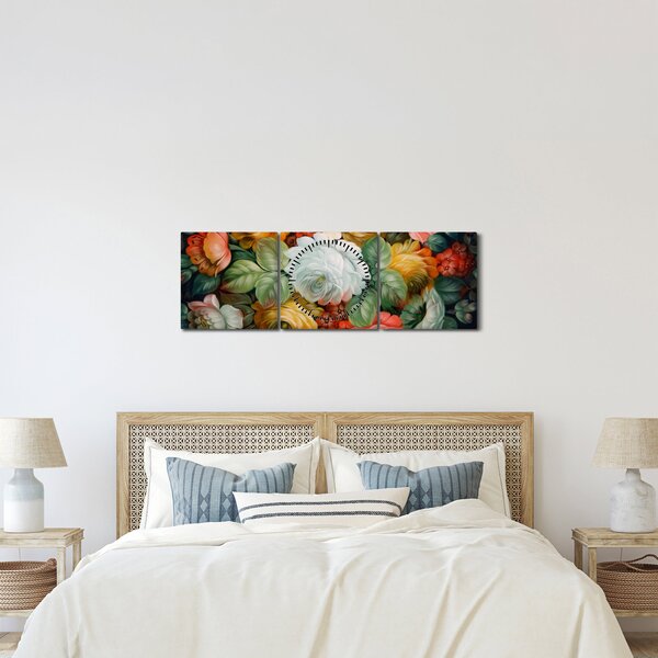 A festett virágcsokor képe (órával) (90x30 cm)