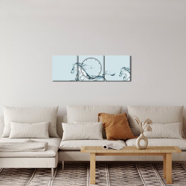Kép - Vízcseppekből álló lovak (órával) (90x30 cm)