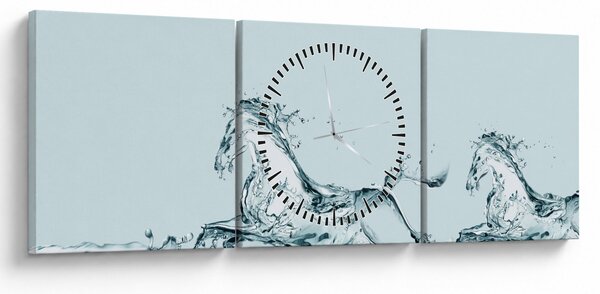 Kép - Vízcseppekből álló lovak (órával) (90x30 cm)