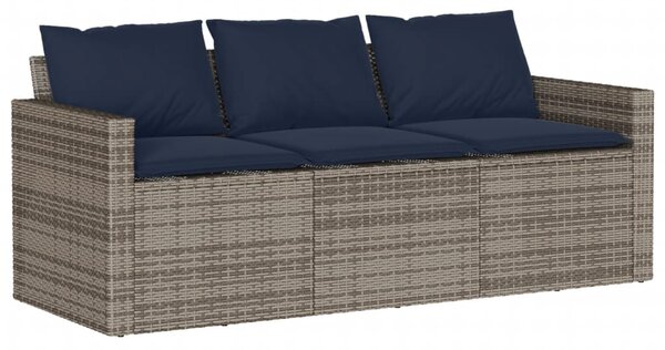 2 részes szürke polyrattan kerti étkezőgarnitúra párnákkal