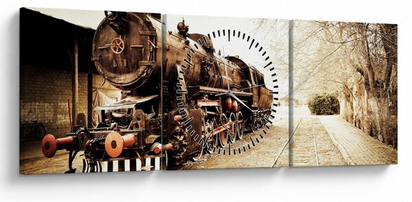 Kép - történelmi mozdony (órával) (90x30 cm)