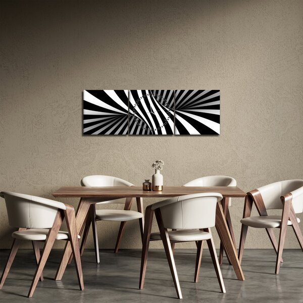 Absztrakt kép zebra csíkokkal (órával) (90x30 cm)