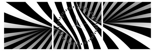 Absztrakt kép zebra csíkokkal (órával) (90x30 cm)